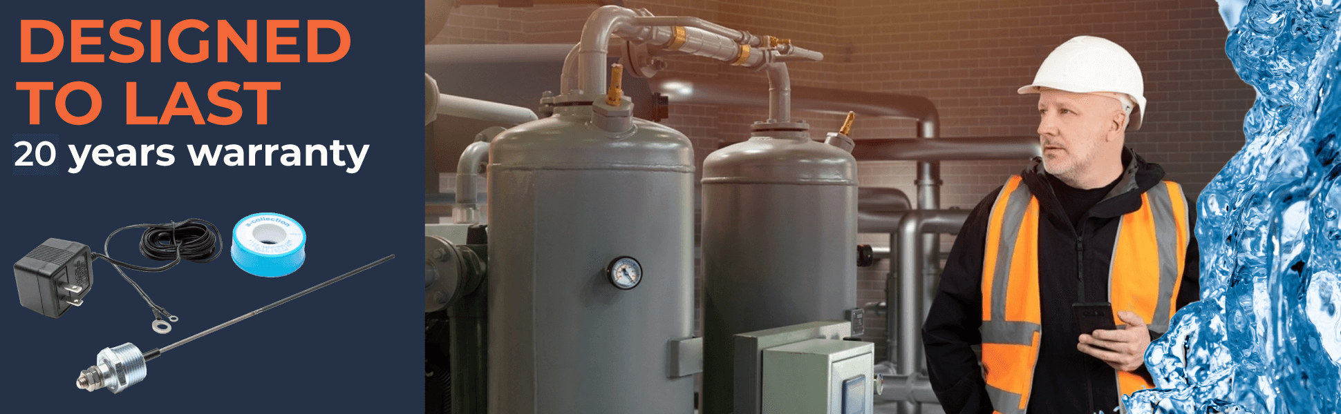 Corrosion Guard - Asta di anodo alimentato universale per scaldabagni, 40-89 gallons, si adatta a qualsiasi marchio - Adattatore US