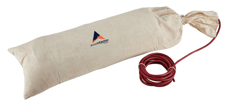 Mg-anodo in backfill 14,5 kg/32lbs, 1,7 V, incl 3m, 10mm2 rosso xlpe/pvc (496*140*146mm)